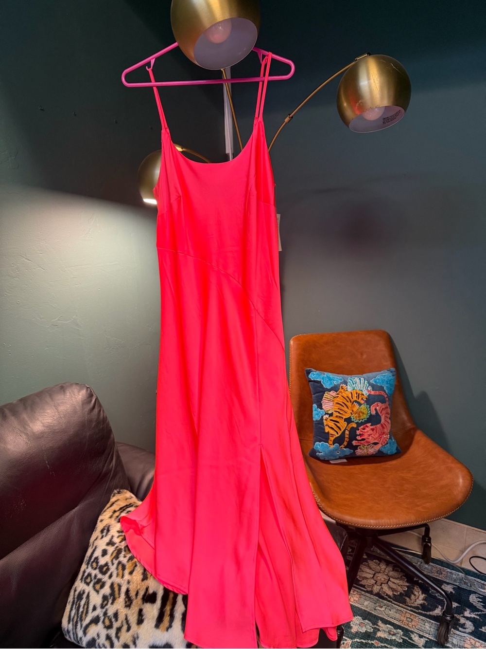 Target Bright Pink Maxi Slip Dress with Spaghetti Straps